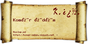 Komár Ádám névjegykártya