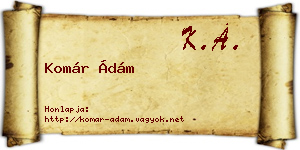 Komár Ádám névjegykártya